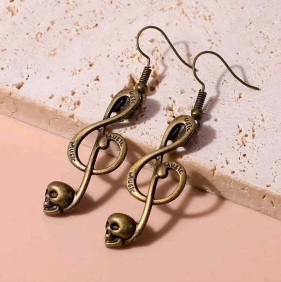 💥LAST PAIR💥Musical Skull Dangle Earrings - Picture 5 of 5